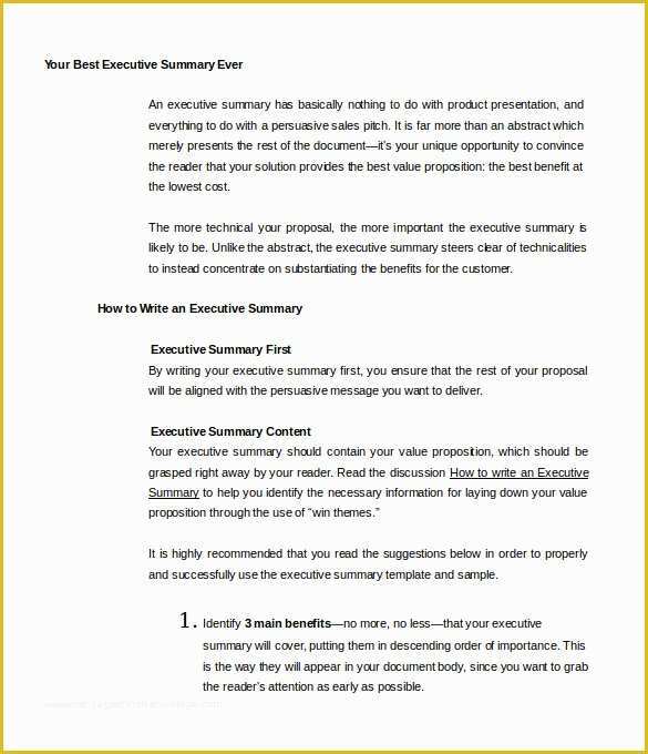 Free Executive Summary Template Of 31 Executive Summary Templates Free Sample Example