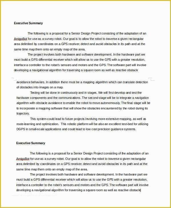 Free Executive Summary Template Of Executive Summary Template 8 Free Word Pdf Documents