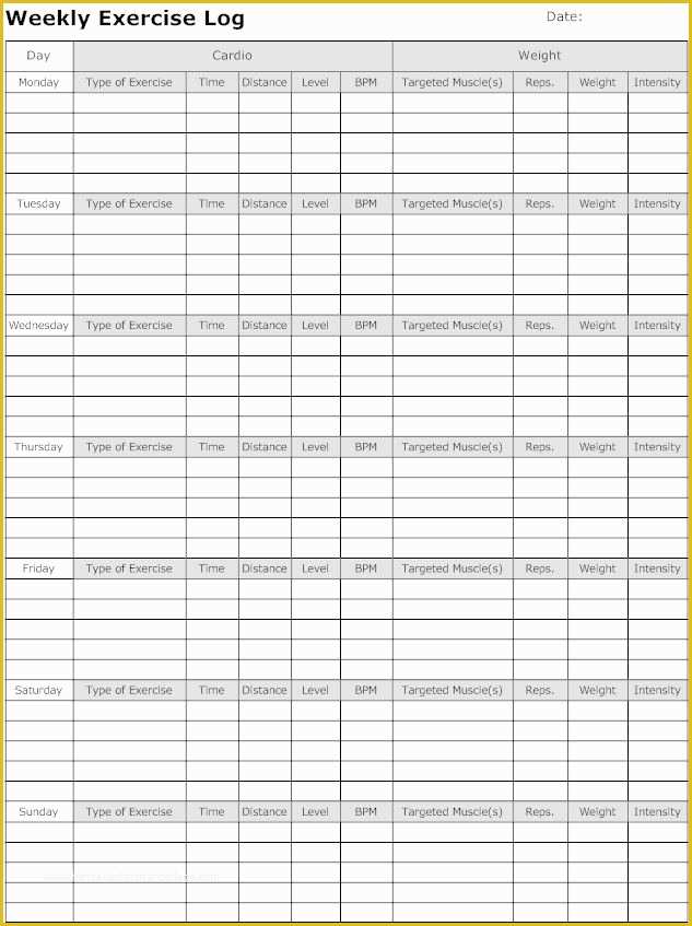 Free Exercise Log Template Of 28 Best Images About Printable Workouts On Pinterest