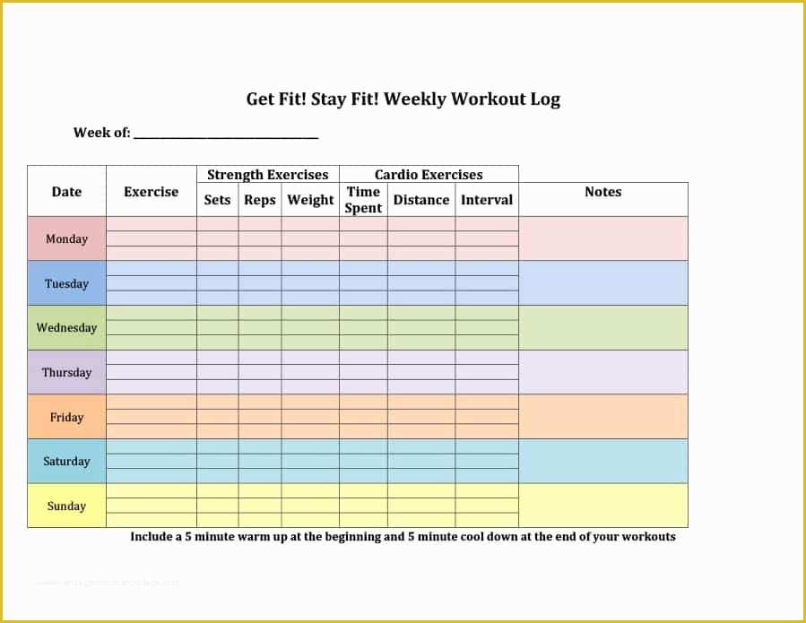 Free Exercise Log Template Of 40 Effective Workout Log & Calendar Templates Template Lab