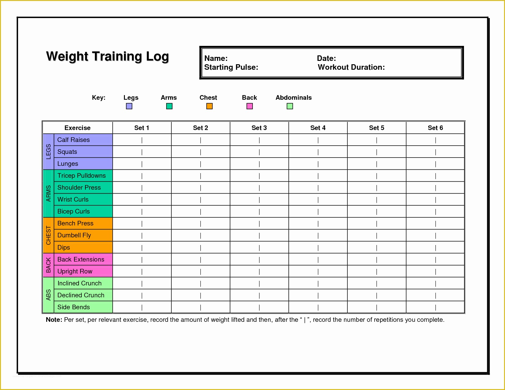 Free Exercise Log Template Of 6 Best Of Free Printable Weight Lifting Workout