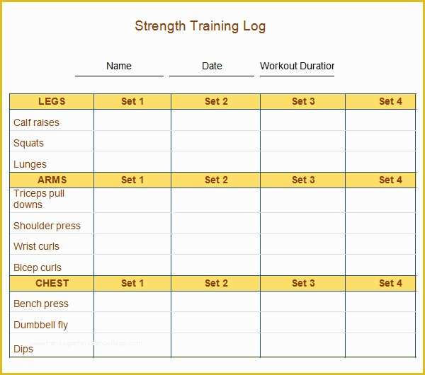 Free Exercise Log Template Of 9 Workout Log Templates