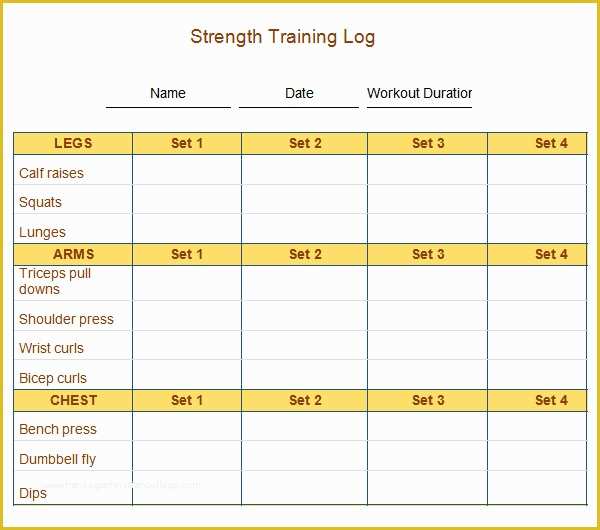 Free Exercise Log Template Of 9 Workout Log Templates