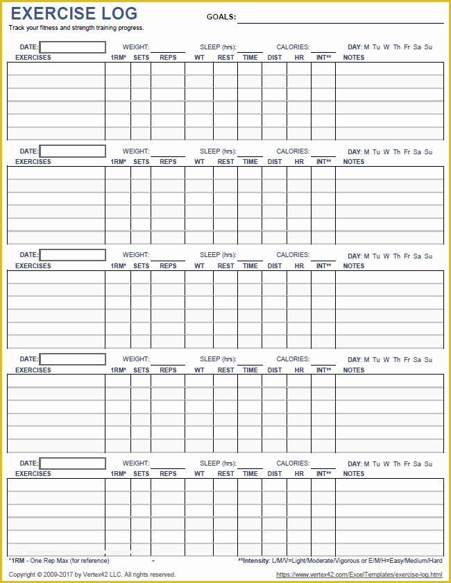 Free Exercise Log Template Of Download A Printable Exercise Log to Track Your Daily