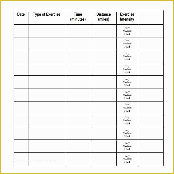 Free Exercise Log Template Of Exercise Log Template 7 Free Pdf Doc Download