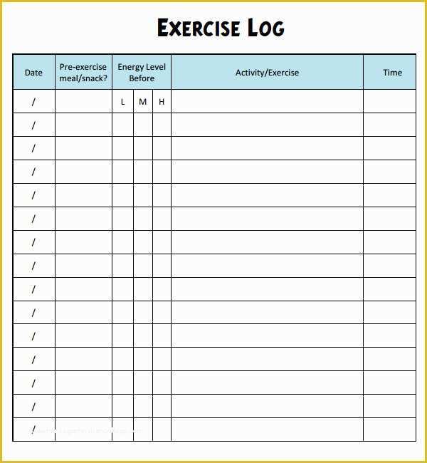 Free Exercise Log Template Of Exercise Log Template 7 Free Pdf Doc Download