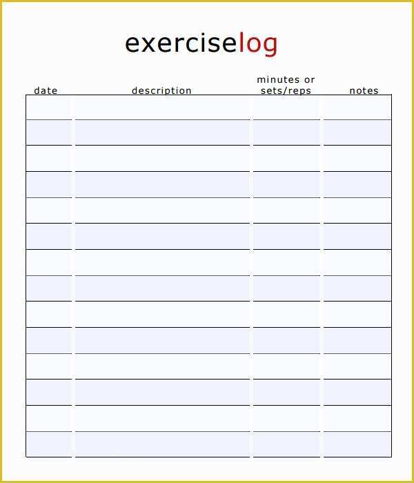 Free Exercise Log Template Of Exercise Log Template 7 Free Pdf Doc Download