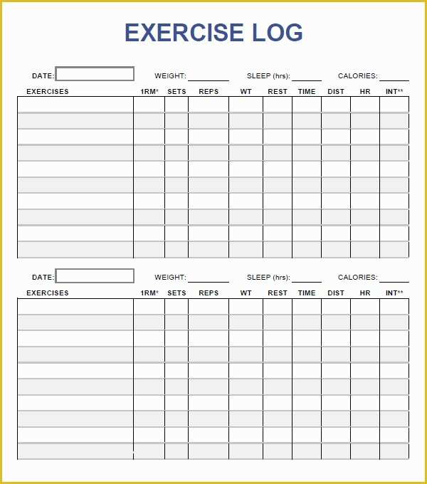 Free Exercise Log Template Of Exercise Log Template 8 Free Pdf Doc Download