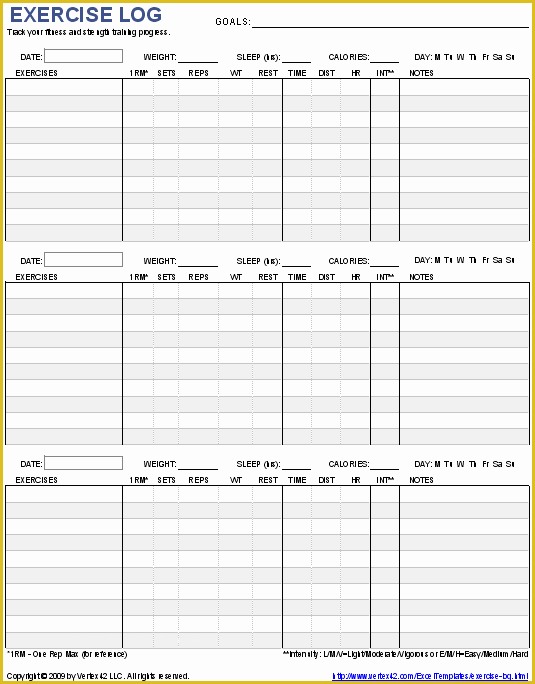 Free Exercise Log Template Of Free Printable Exercise Log and Blank Exercise Log Template