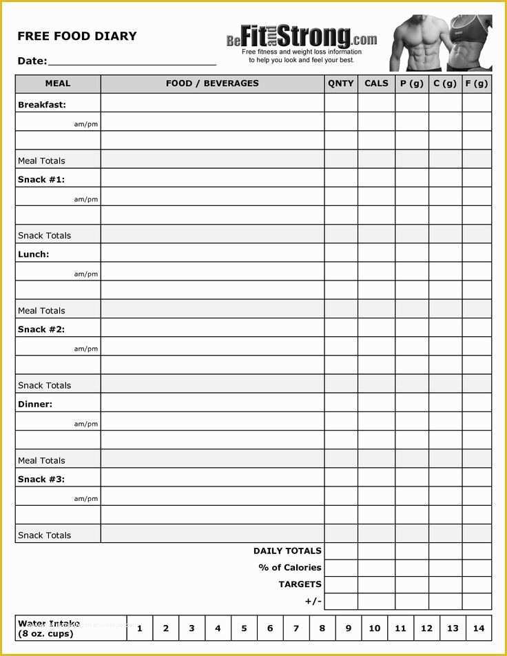 Free Exercise Log Template Of Free Printable Food Diary Template