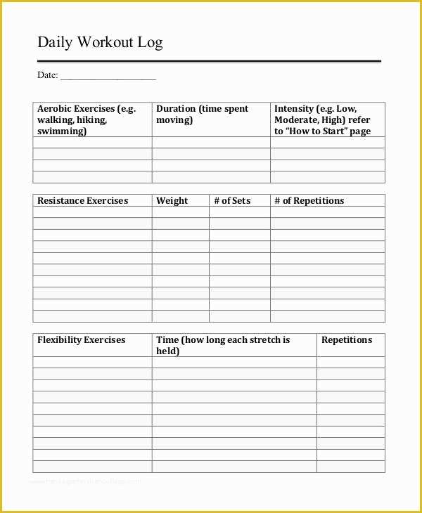 Free Exercise Log Template Of Free Printable Workout Log Sheets