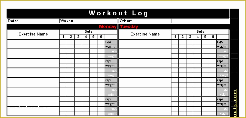 Free Exercise Log Template Of Silicone Wedding Ring