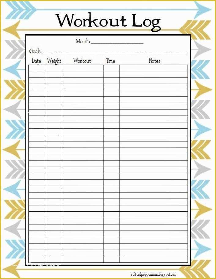 Free Exercise Log Template Of Sticking to My Fitness Goals Health & Fitness