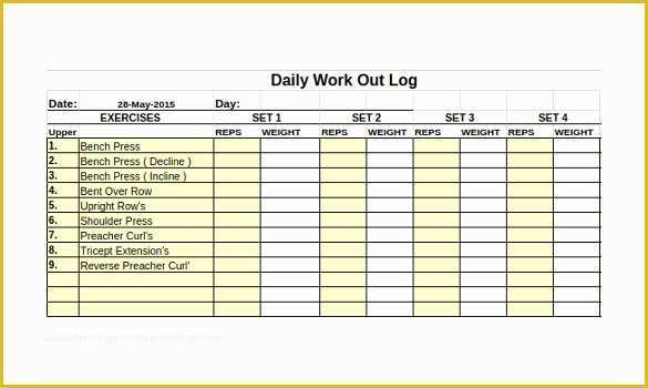 Free Exercise Log Template Of Workout Log Template – 14 Free Word Excel Pdf Vector