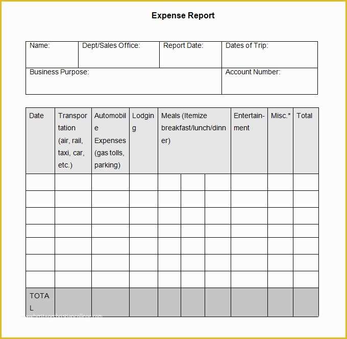 Free Expense Report Template Of 45 Free Printable Blank Expense Report Template Samples