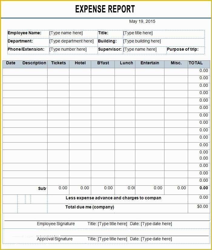 Free Expense Report Template Of Detailed Monthly Expense Report Template for Business