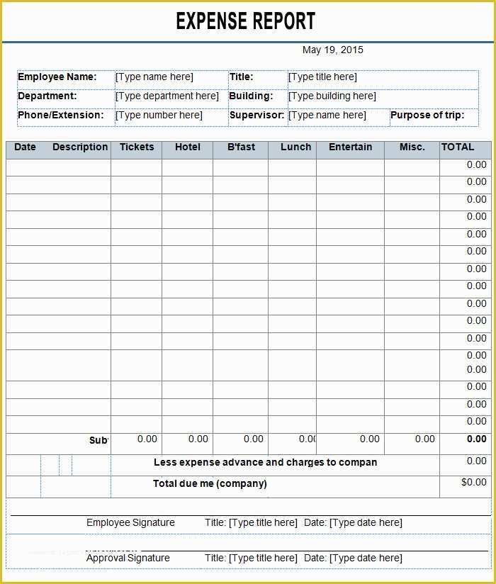 Free Expense Report Template Of Employee Expense Report Template 8 Free Excel Pdf