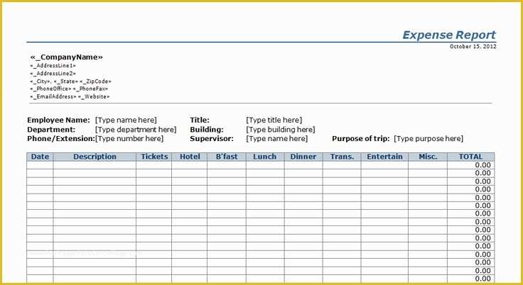 Free Expense Report Template Of Expense Report Template