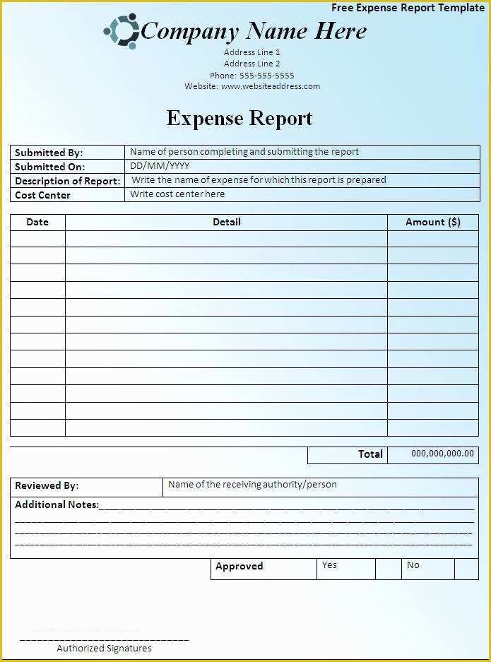 Free Expense Report Template Of Expense Report Template Word Templates