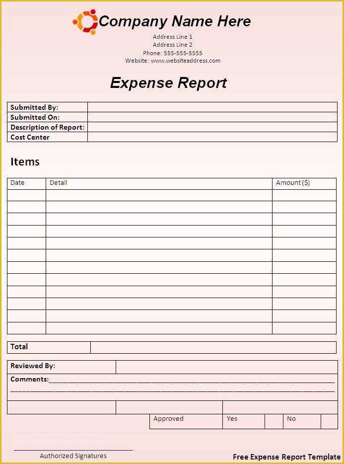 Free Expense Report Template Of Sample Expense Report