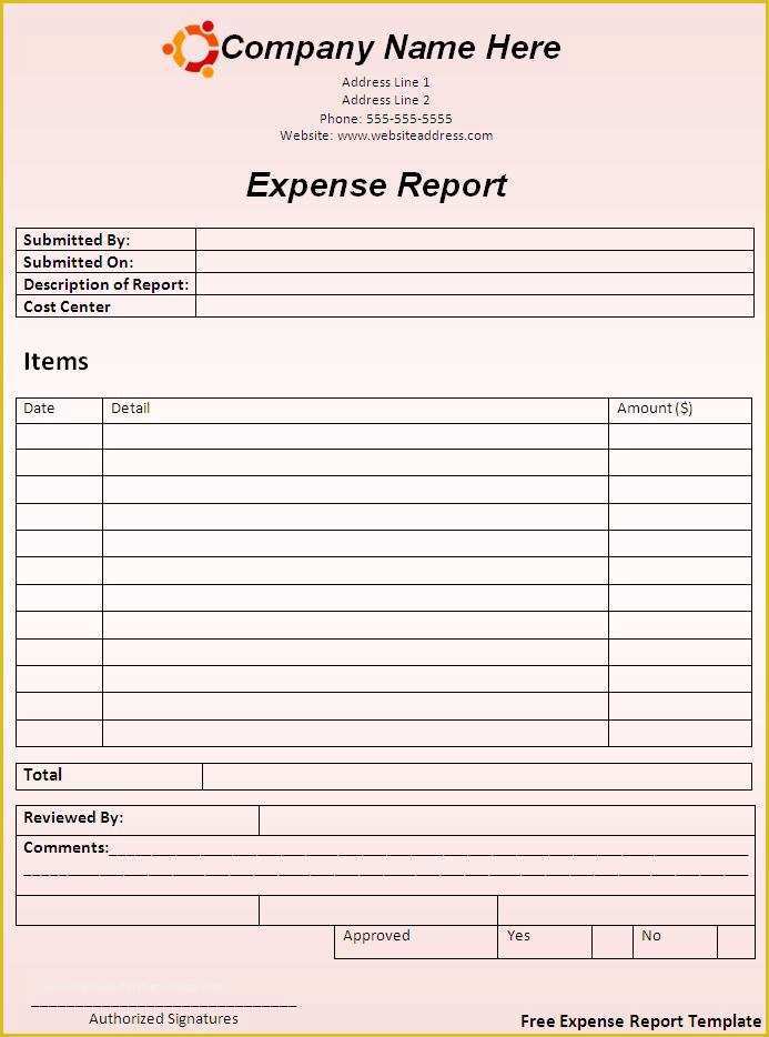 Free Expense Report Template Of Sample Expense Report