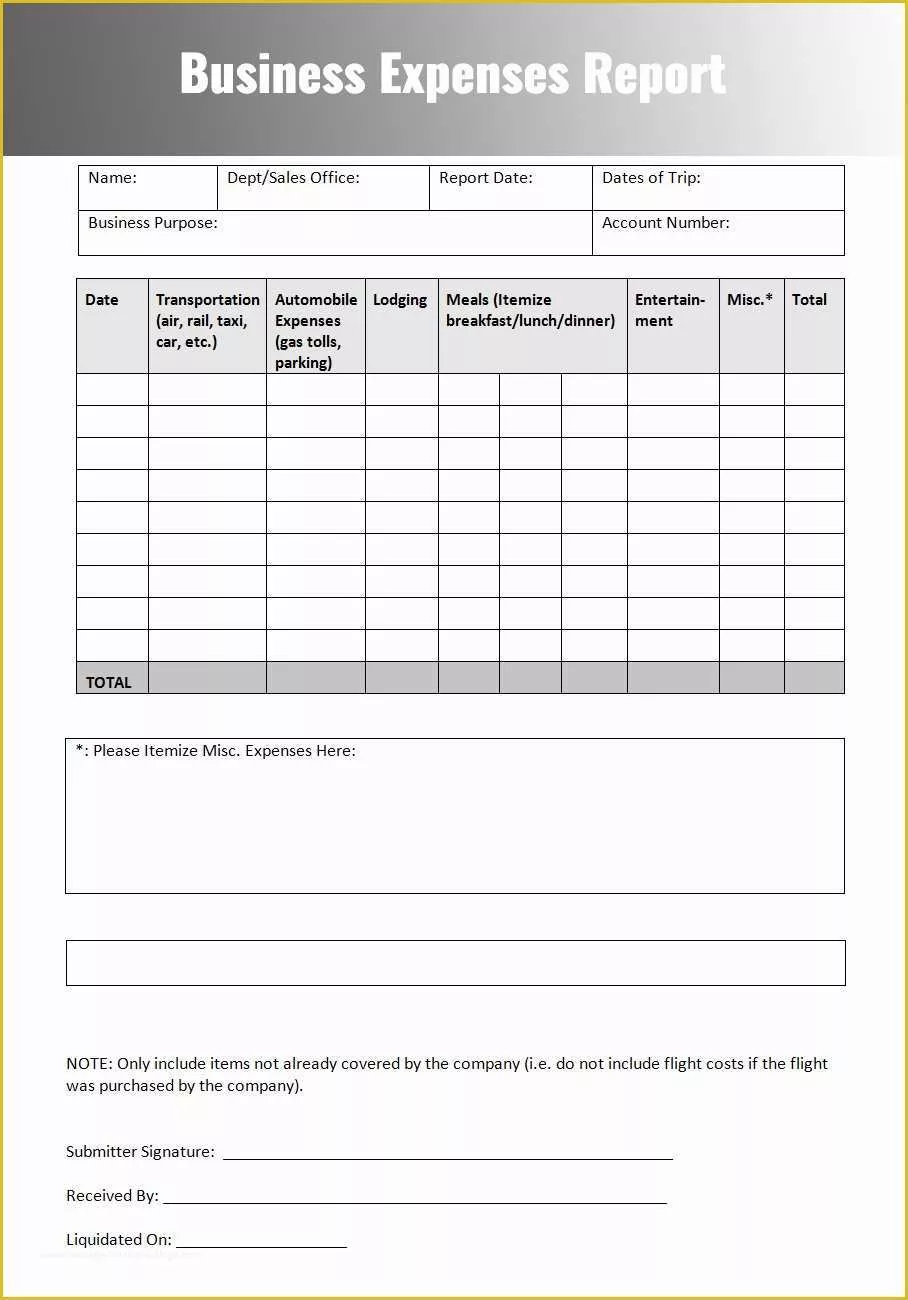 Free Expense Report Template Word Of 8 Expenses Report Template Free Word Excel formats