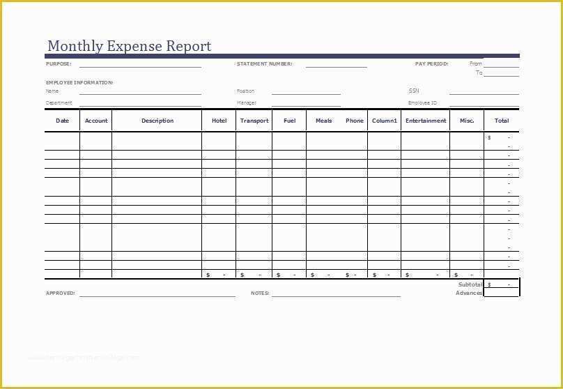 Free Expense Report Template Word Of Expense Report Template Excel