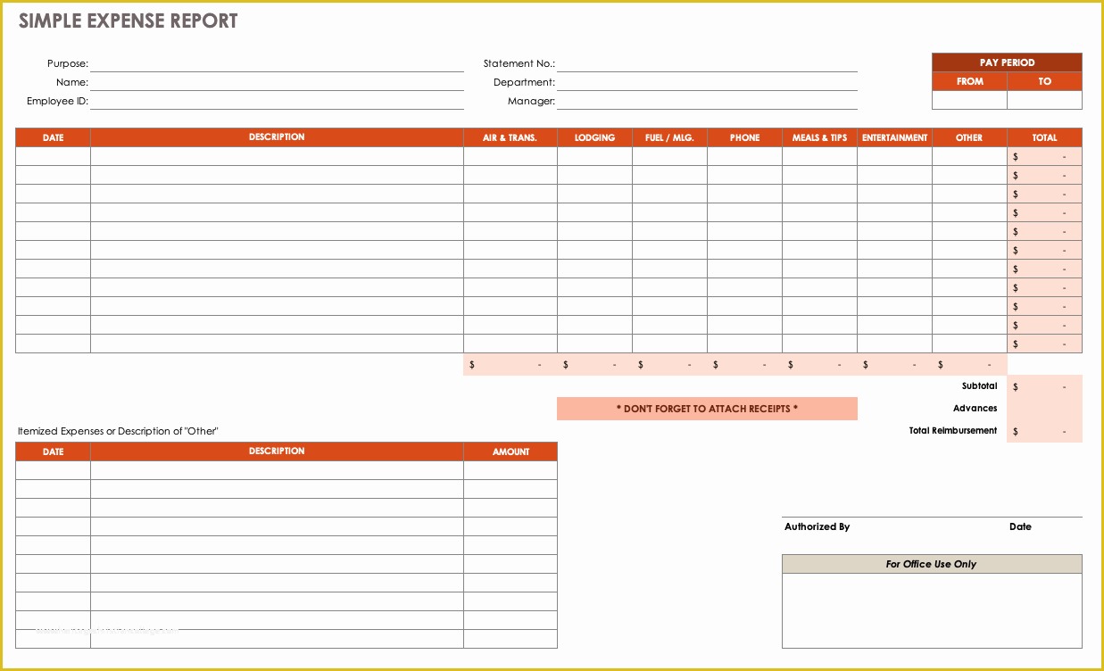 Free Expense Report Template Word Of Free Expense Report Templates Smartsheet