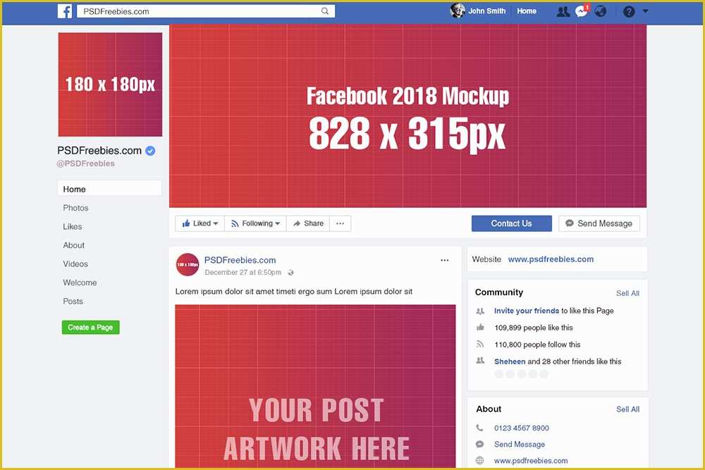 Free Facebook Templates Of Download This Free Page Mockup In Psd Designhooks