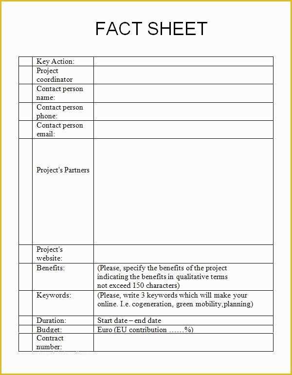 Free Fact Sheet Template Of 13 Sample Fact Sheet Templates