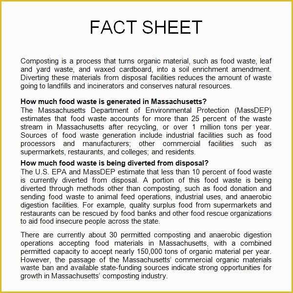 Free Fact Sheet Template Of 13 Sample Fact Sheet Templates