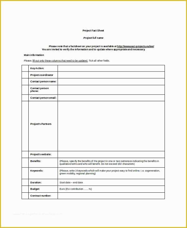 Free Fact Sheet Template Of 33 Sheet Templates Free Sample Example format