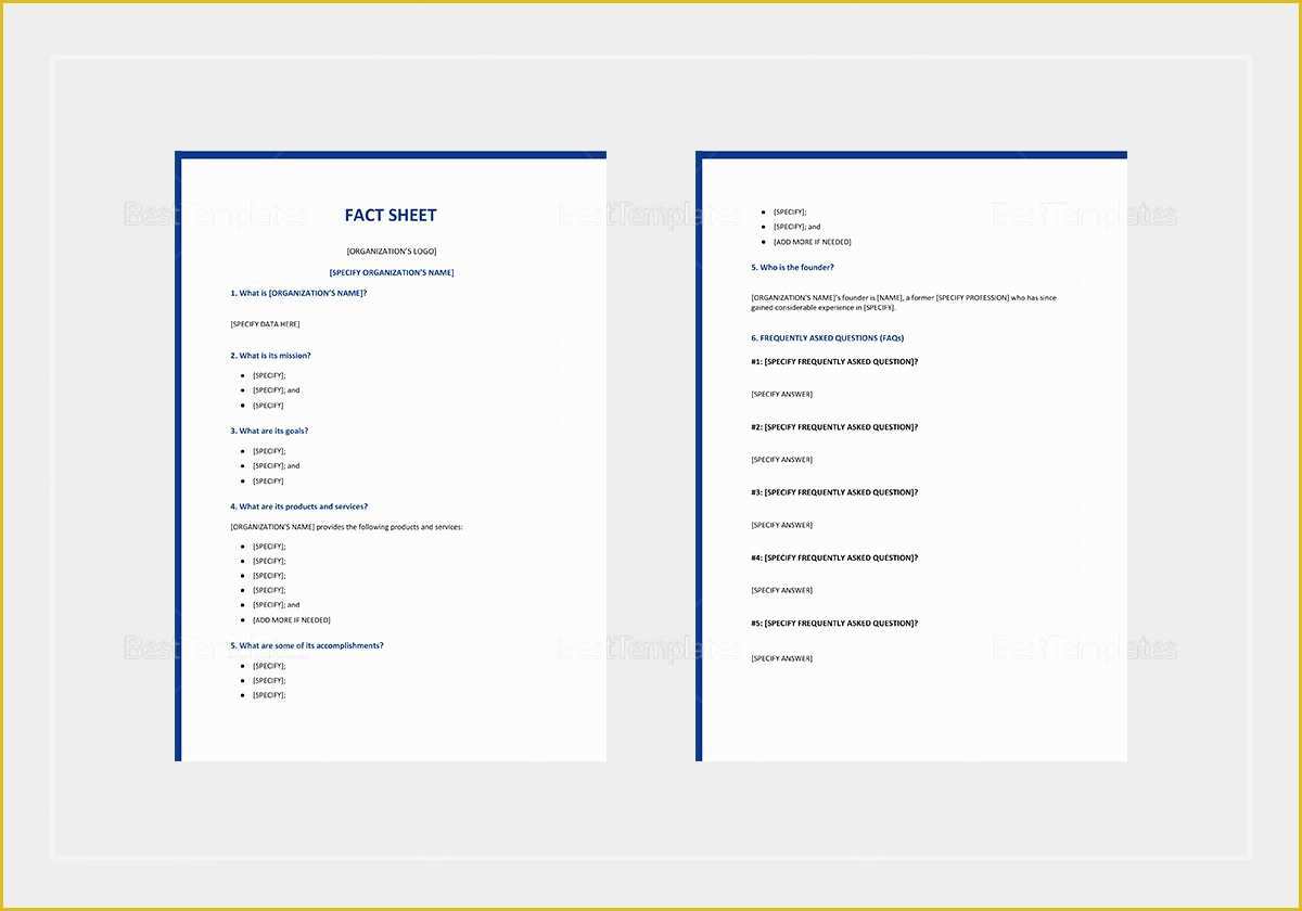 Free Fact Sheet Template Of Blank Fact Sheet Template In Word Google Docs Apple Pages