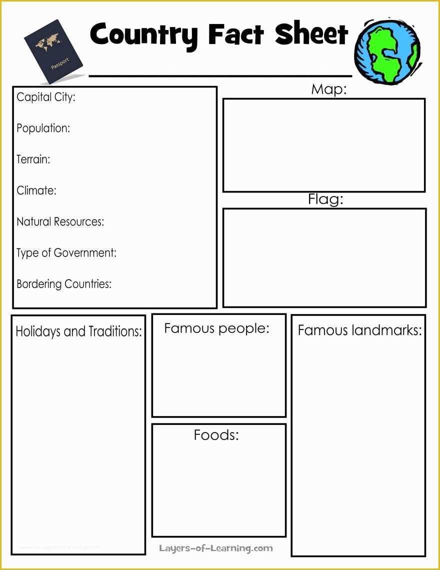 Free Fact Sheet Template Of Country Fact Sheet Use This Printable to Research the