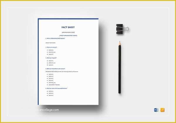 Free Fact Sheet Template Of Fact Sheet Template 24 Free Word Pdf Documents