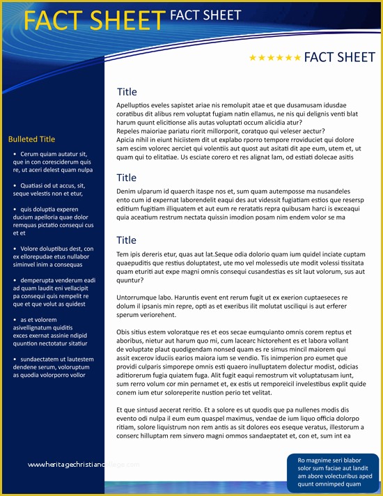 Free Fact Sheet Template Of Fact Sheet Template