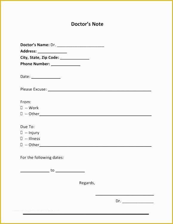 Free Fake Doctors Note Template Download Of 9 Best Free Doctors Note Templates for Work