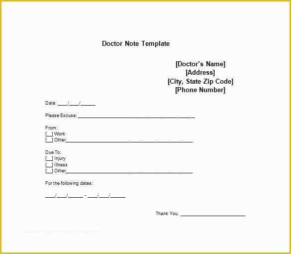 Free Fake Doctors Note Template Download Of Doctor Note for Work Sample Doctors Template Templates