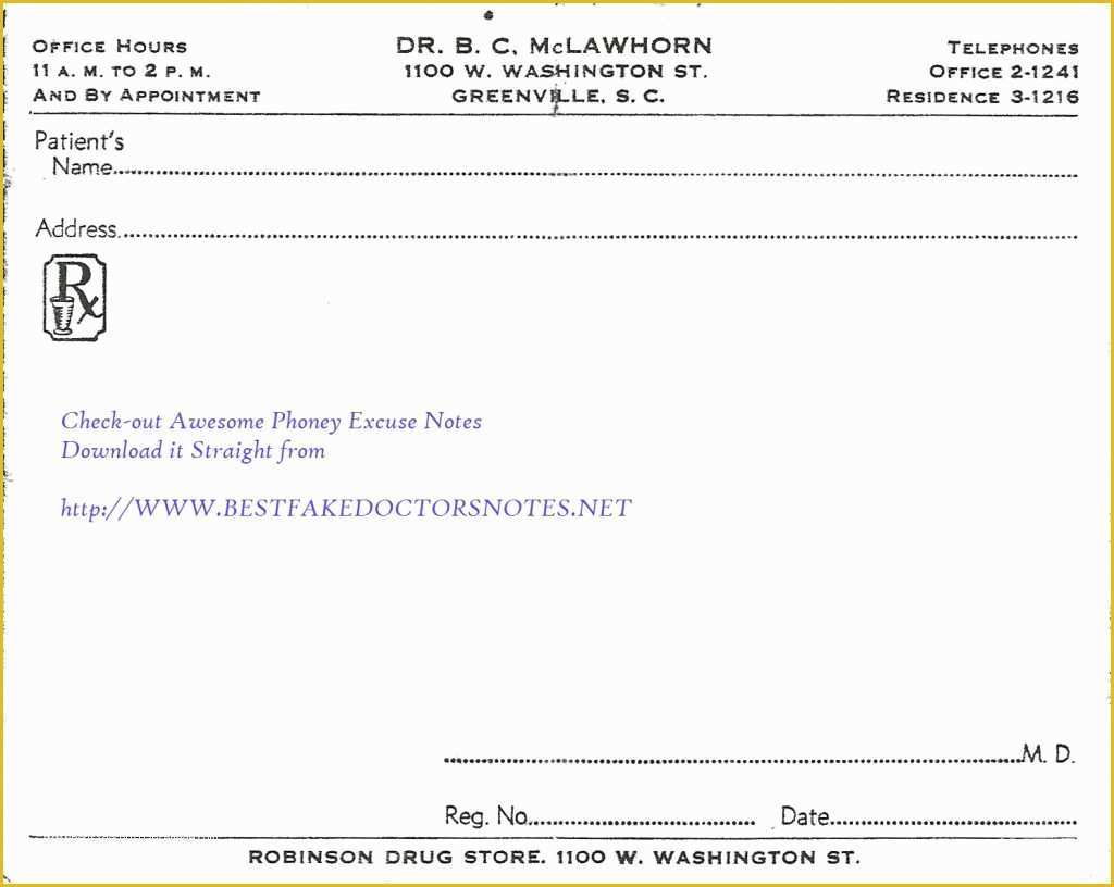 Fake Doctors Note Template Free