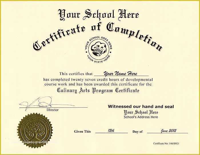 Free Fake High School Diploma Templates Of 10 Best Of Culinary Certificate Templates Cooking
