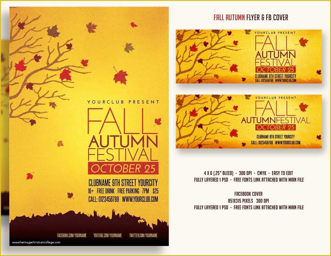 Free Fall Flyer Templates Of Fall Autumn Festival Flyer & Fbcover Flyer Templates