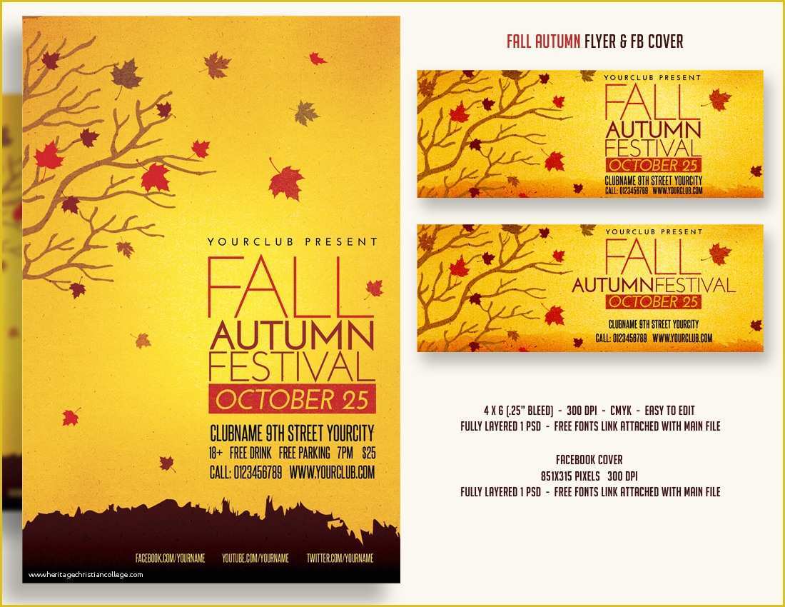 Free Fall Flyer Templates Of Fall Autumn Festival Flyer & Fbcover Flyer Templates On