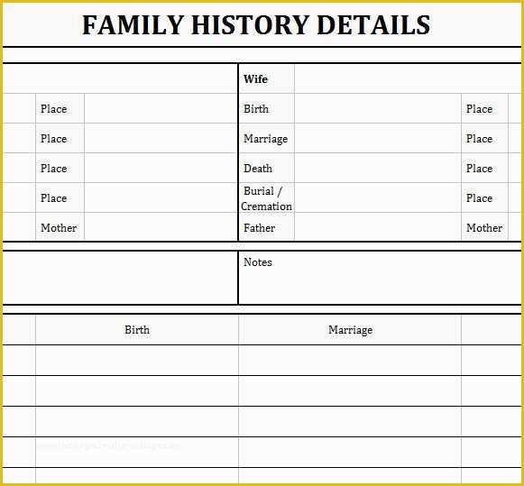 Free Family History Templates Of Family History Records My Excel Templates