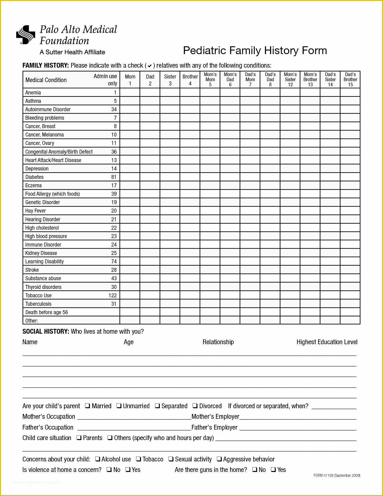 Family Tree Medical History Form Printable - Printable Forms Free Online