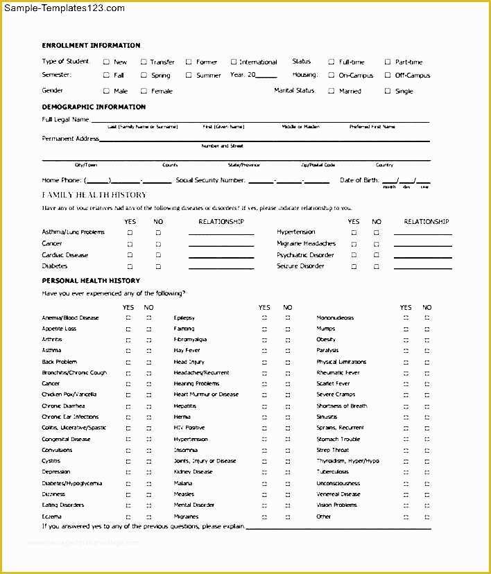 Free Family History Templates Of Health History Templates Sample Templates Family Health