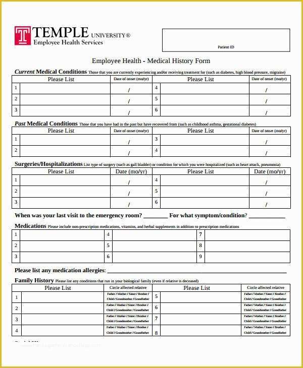 Free Family History Templates Of Medical History form 9 Free Pdf Documents Download