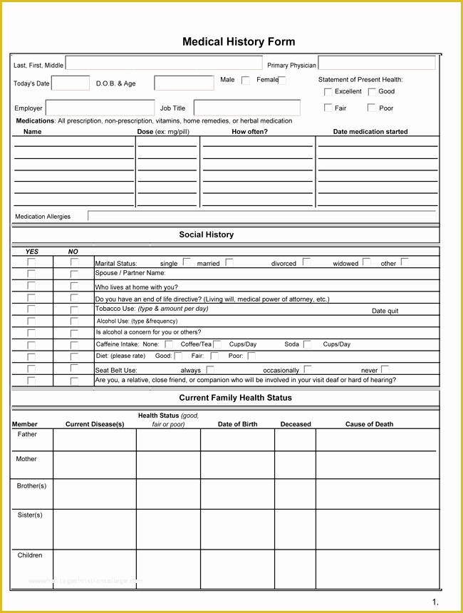 Free Family History Templates Of Medical History form Samples Learn More About A Patients