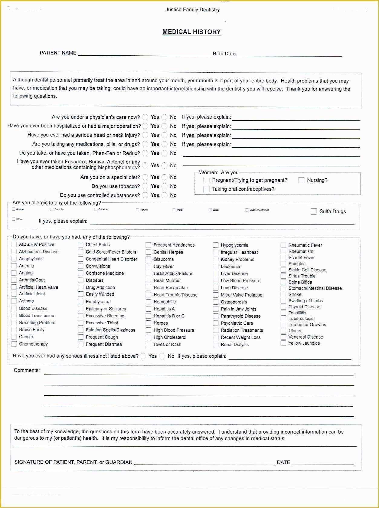 Free Family History Templates Of Medical History form Template – Medical form Templates