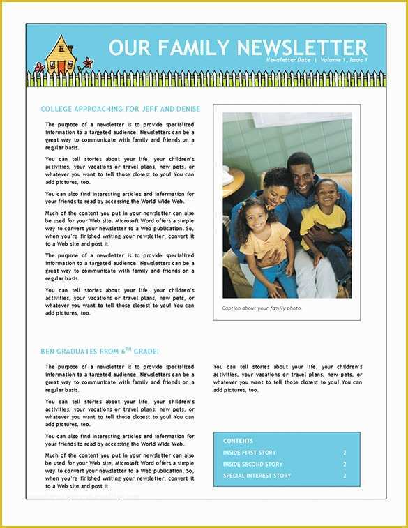 Free Family Newsletter Template Of 7 Family Newsletter Templates – Free Word Documents