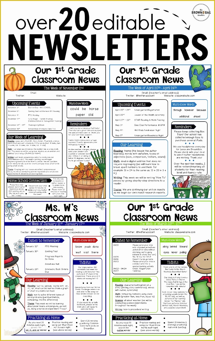 Free Family Newsletter Template Of Editable Newsletter Templates Back to School